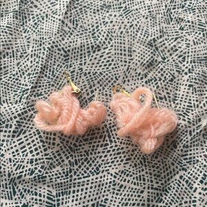 Pink Yarn Knot Earrings